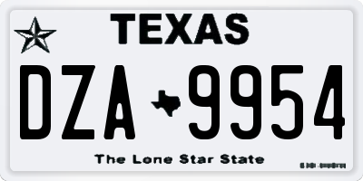 TX license plate DZA9954