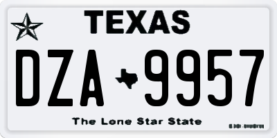 TX license plate DZA9957