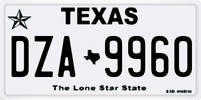 TX license plate DZA9960