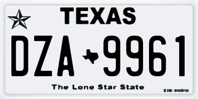 TX license plate DZA9961