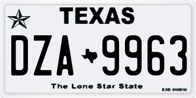 TX license plate DZA9963