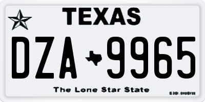 TX license plate DZA9965
