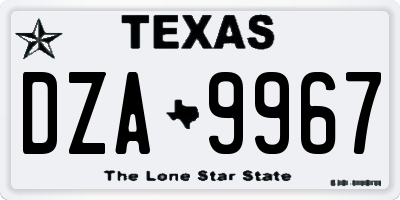 TX license plate DZA9967