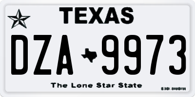 TX license plate DZA9973