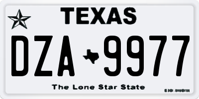 TX license plate DZA9977