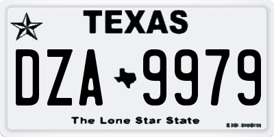 TX license plate DZA9979