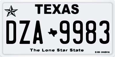 TX license plate DZA9983