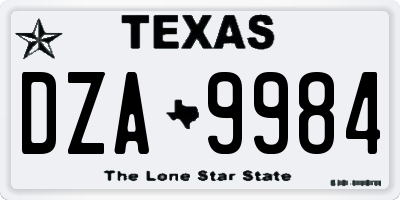 TX license plate DZA9984