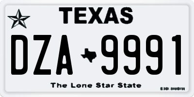 TX license plate DZA9991