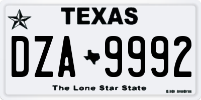 TX license plate DZA9992