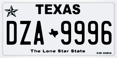 TX license plate DZA9996