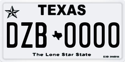 TX license plate DZB0000