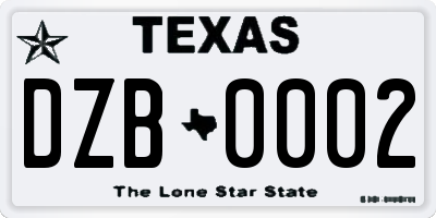 TX license plate DZB0002