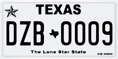 TX license plate DZB0009
