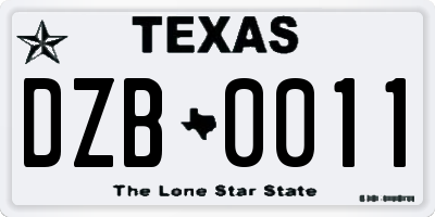 TX license plate DZB0011
