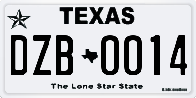 TX license plate DZB0014