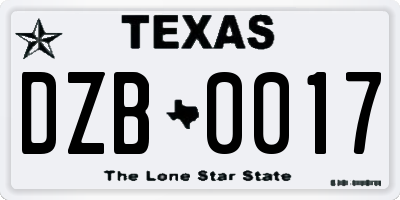 TX license plate DZB0017