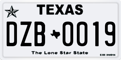 TX license plate DZB0019
