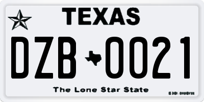 TX license plate DZB0021