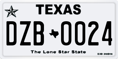 TX license plate DZB0024