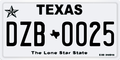 TX license plate DZB0025
