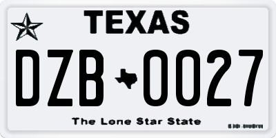 TX license plate DZB0027