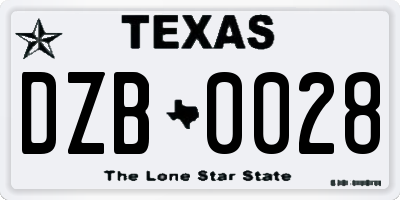 TX license plate DZB0028