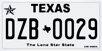 TX license plate DZB0029