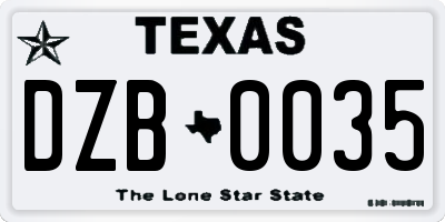 TX license plate DZB0035