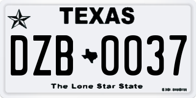 TX license plate DZB0037