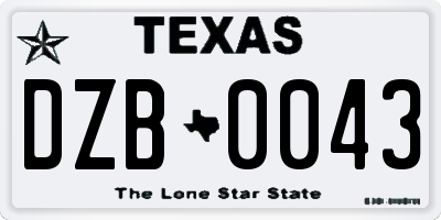 TX license plate DZB0043