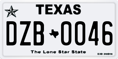 TX license plate DZB0046