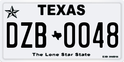 TX license plate DZB0048