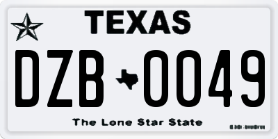 TX license plate DZB0049