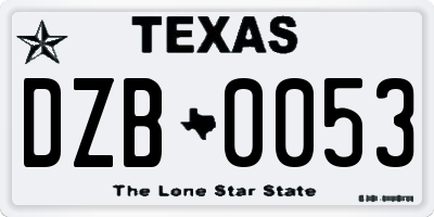 TX license plate DZB0053