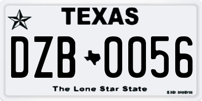 TX license plate DZB0056