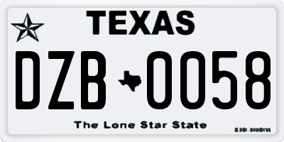 TX license plate DZB0058