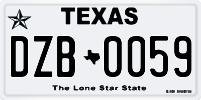 TX license plate DZB0059