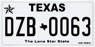 TX license plate DZB0063