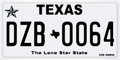 TX license plate DZB0064