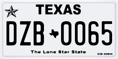 TX license plate DZB0065