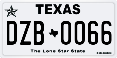 TX license plate DZB0066
