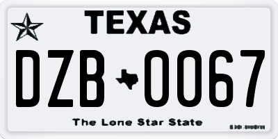 TX license plate DZB0067