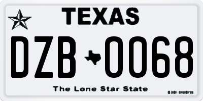 TX license plate DZB0068