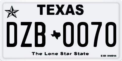 TX license plate DZB0070