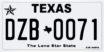 TX license plate DZB0071