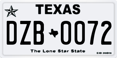 TX license plate DZB0072