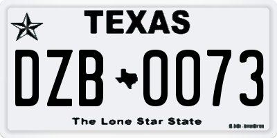 TX license plate DZB0073
