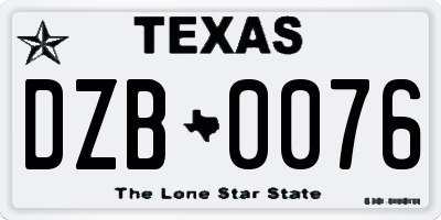 TX license plate DZB0076