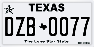 TX license plate DZB0077